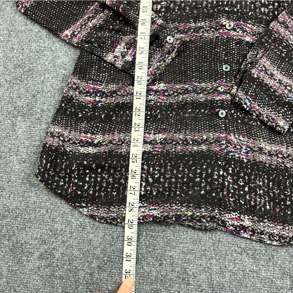 CABI Women’s Style# 3249 Paris Blouse Long Sleeve Sheer Black/multi color Medium - Picture 5 of 6